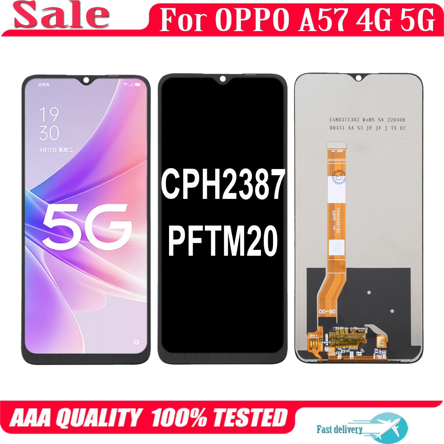 6 56 For OPPO A57 4G 5G PFTM20 CPH2387 LCD Display Touch Screen Replacement Digitizer Assembly