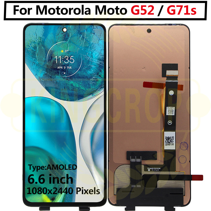 6.6inch Original AMOLED For Motorola Moto G52 LCD Display Touch Panel Screen Digitizer Assembly For Moto G71s LCD