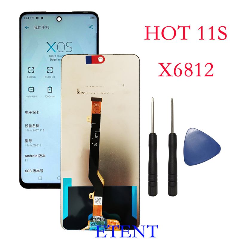 Original LCD For Infinix Hot 11s Display Touch Screen Assembly Digitizer For Infinix X6812 LCD Replacement Parts