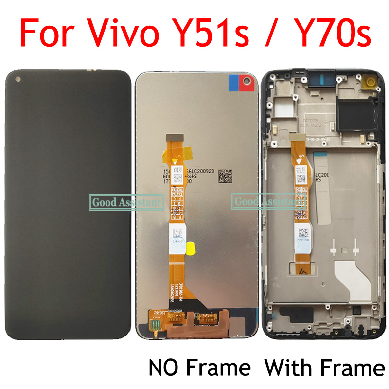 Original Black 6.53 inch For Vivo Y51s 5G LCD DIsplay Touch Screen Digitizer Assembly Replacement Frame For Vivo Y70s 5G V2002A Best price