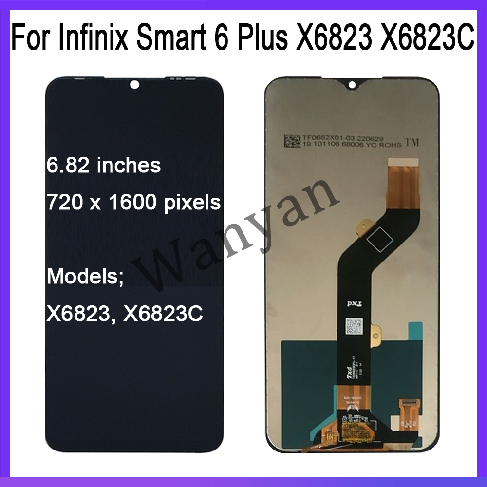 For Infinix Smart 6 Plus 4G X6823 / Itel P38 Pro / Vision 3 Plus Grade C LCD Screen and Digitizer Assembly Replacement Part (without Logo)