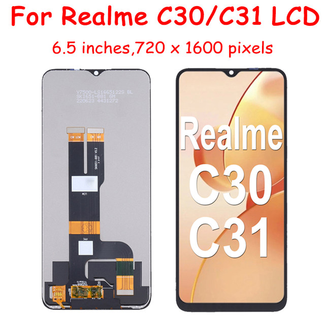 Original For OPPO Realme C30 LCD RMX3581 LCD Display Screen Touch Panel Digitizer For Realme C31 LCD Frame RMX3501 Display