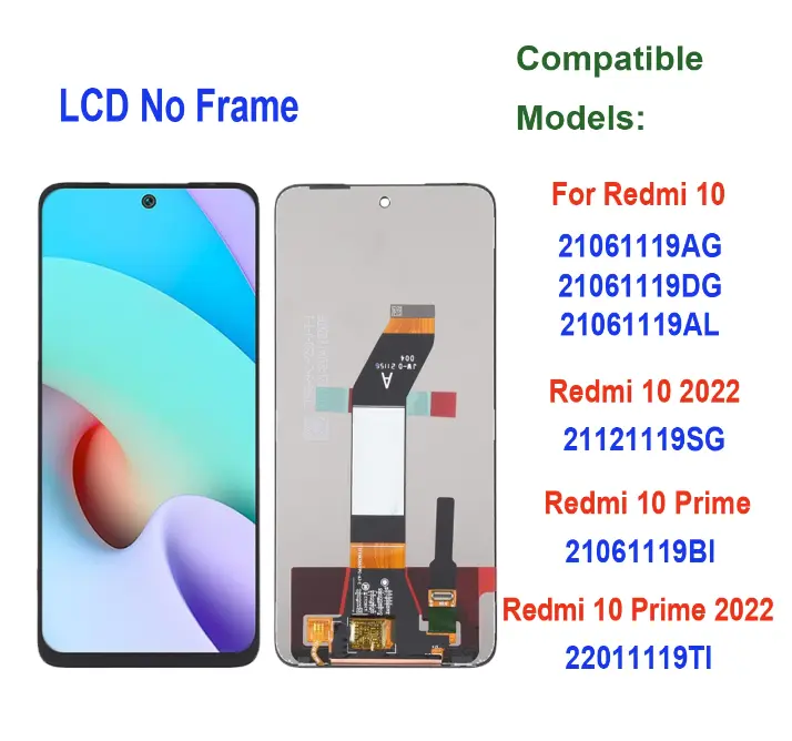 Original Black 6.5inch For Xiaomi Redmi 10, Redmi 10 Prime 2022 21061119AG 21061119BI LCD Display Touch Panel Screen Digitizer Assembly
